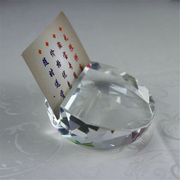 2019 Crystal Glass Faceted Card Holder Ball Paperweight Clear Rare