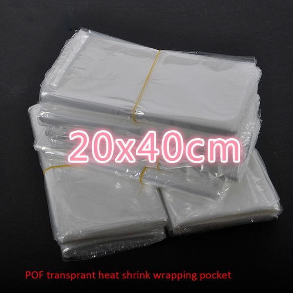 

200pcs/lot 20x40cm clear transparent shrink wrap package heat seal bag pof gift packing plastic bags for comestic bottles boxes