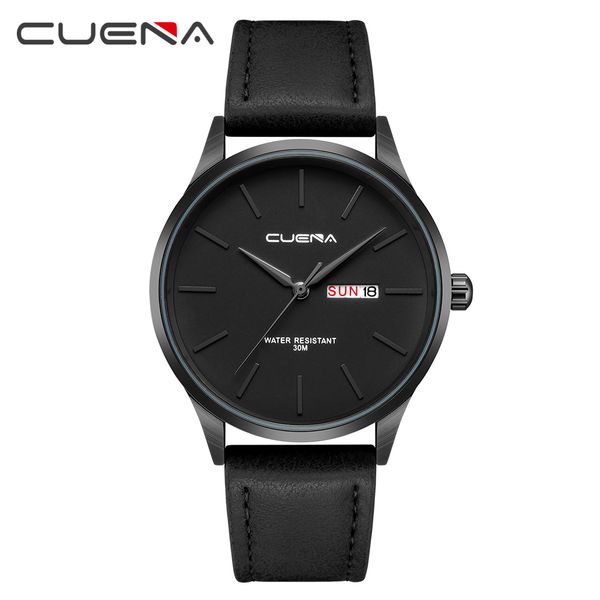 

cuena watch men fashion sport quartz clock mens watches casual leather business waterproof watch relogio man, Slivery;brown