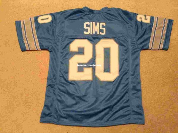 

retro custom sewn stitched #20 y sims blue mitchell & ness jersey s-5xl,6xl men's football jerseys rugby, Black;blue