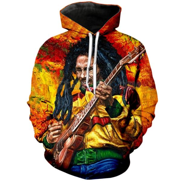 

fashion men/women reggae star bob marley 3d funny printed crewneck sweatshirt fashion casual hoodies h447, Black