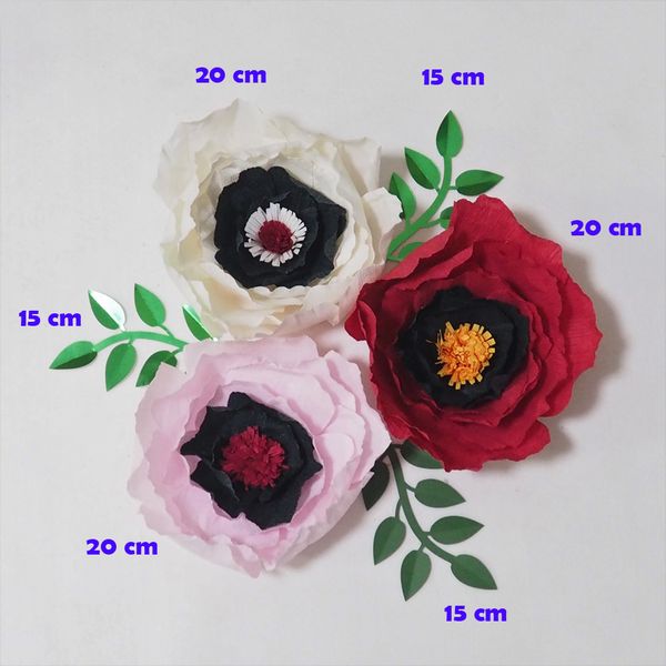 

giant crepe paper flowers artificial flowers flores artificiale 3pcs+leave 3pcs for wedding & event backdrop baby nursery