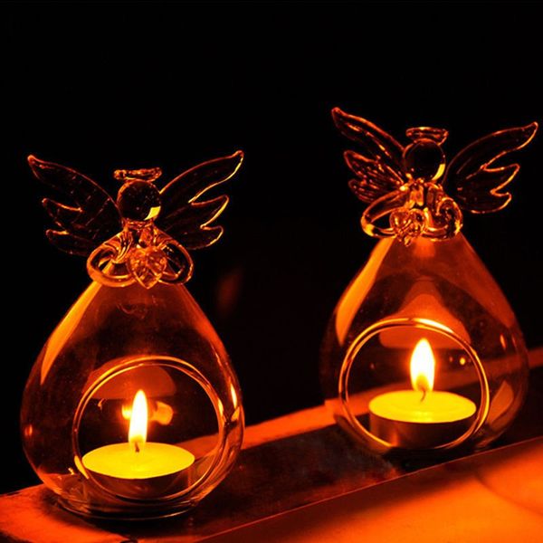 best selling Romantic Angel Crystal Glass Candle Holder Hanging Tea Light Lantern Candlestick Burner Vase DIY Wedding Party Decoration