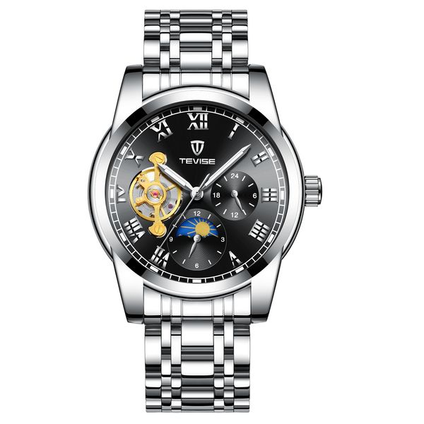 

2020 mechanical watches, flywheel leisure watches, stainless steel luxurious watch men's fashion watch, Slivery;brown
