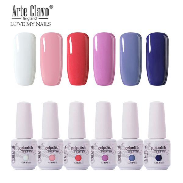 

arte clavo 6pcs gel nail polish lacquer kit 85 colors nail art soak off uv gel polish varnish lacquer 8ml all for manicure, Red;pink