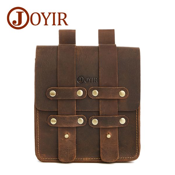 

joyir 2018 genuine leather vintage waist pacmen's travel fanny pack hip bum bag waist bag mobile phone pouch for man 6338