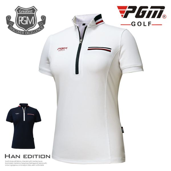 

pgm golf trainning t-shirt for women summer breathable nylon t-shirt woman brand polo lady sport tee professional shirt, Black;blue