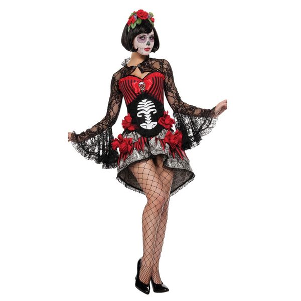 

skeleton ghost zombie bride halloween womens horror fancy dress women halloween zombie costume black lace dress