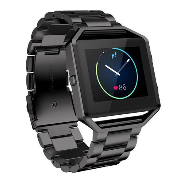 

stainless steel band strap metal frame for smart fitness tracker black, Black;brown