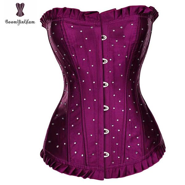 

lace up polka dot corset gothic korse plus size 6xl korset over bust corselet front busk closure gorset satin korsette for women, Black;white