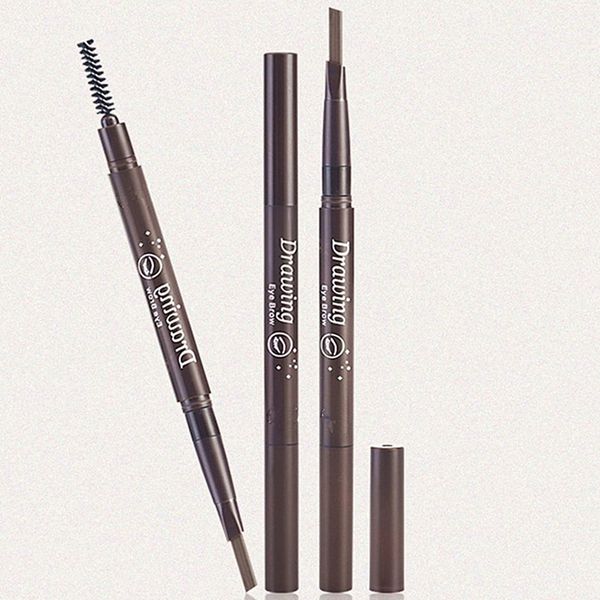 

2018 new waterproof double headed automatic magic eyebrow pencil with brush