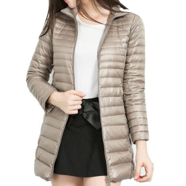 

winter outerwear women down jacket oversized coat female long casual light ultra thin warm down puffy jacket plus size coats, Black