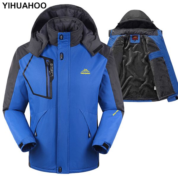 

yihuahoo winter jacket men 6xl 7xl 8xl casual thick warm fleece parka waterproof male puffer jacket coat hooded windbreaker men, Black