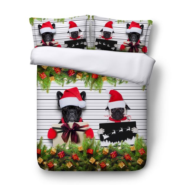 

3pcs blue / red / golden christmas bedding single double  super king size duvet cover set santa claus tree bed set