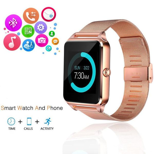 Z60 Edelstahl Bluetooth Smart Watch Phone GT09 Unterstützung SIM TF Karte Kamera Fitness Tracker Smartwatch für IOS Android