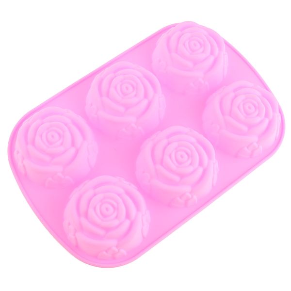 

creative convenient silicone diy mold with 6 modules and rose type for making ice cube candy chocolate cake cookie