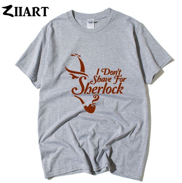 

tobacco pipe i don't shave for sherlock holmes couple clothes man boys male o-neck cotton short-sleeve t-shirt, White;black