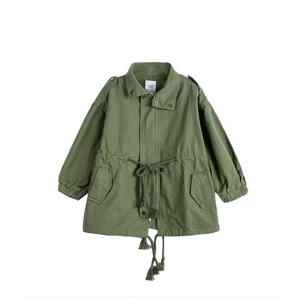 

mihkalev 2019 autumn winter kids trench coat girl cotton windbreaker 2-8year children jackets and coats baby clothes, Blue;gray