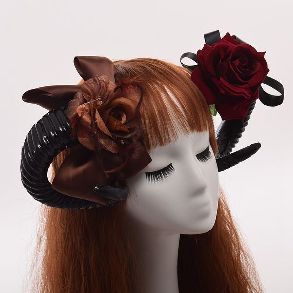 

1pair halloween sheep horns headband steampunk marron cornes cheveux cosplay costume accessoires headwear, Silver