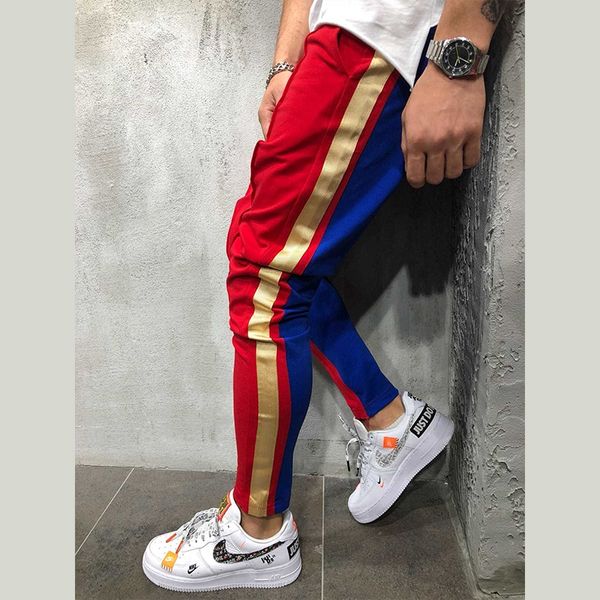 

mens long sport pants slim fit trousers running joggers sweatpants slacks, Black