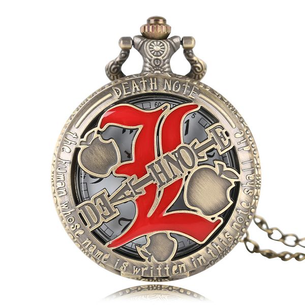 

fashion death note full quartz pocket watch gift bronze roman number necklace women men fob watches modern copper clock, Slivery;golden