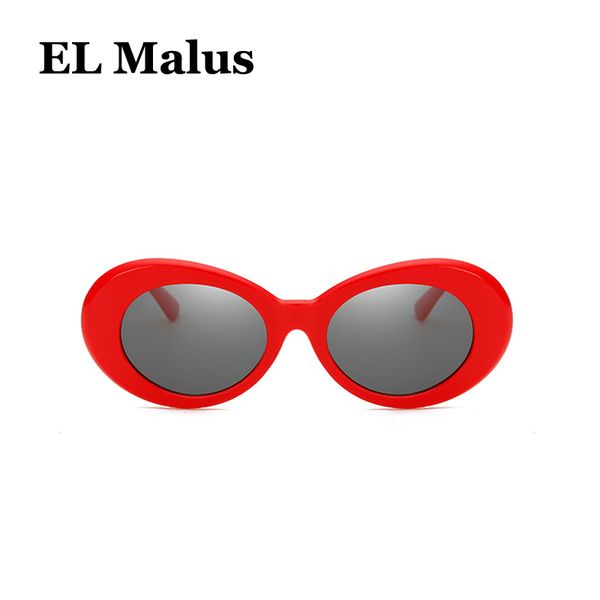 

el malus]oval frame sunglasses women mens retro brand designer red yellow lens mirror shades ladies sun glasses oculos, White;black