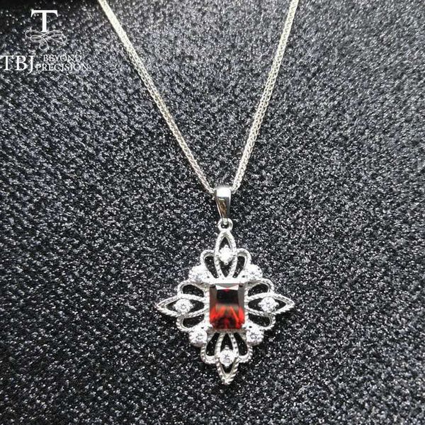 

tbj,natural 2ct oct 6*8 red garnet gemstone pendant in 925 sterling silver gemstone jewelry for women with gift box