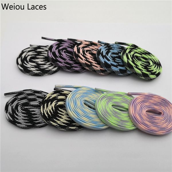 

weiou new flat glow in the dark shoelaces 7mm colorful sport sneakers boot laces glowing night bootlaces 120cm, White;pink