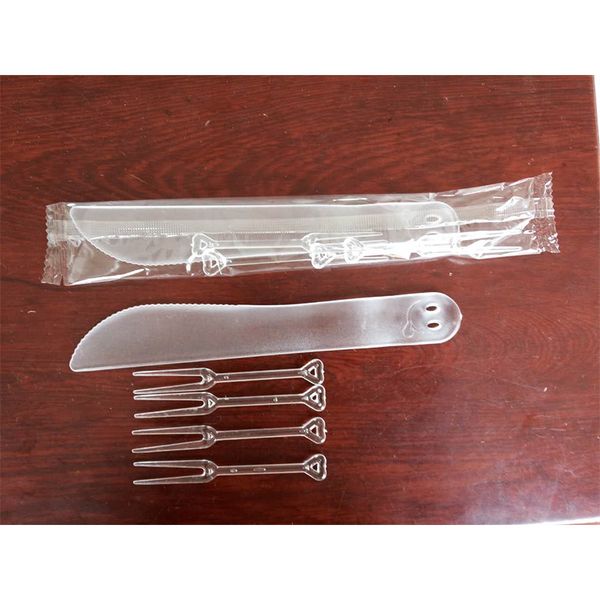 

disposable plastic sleeve moon cake cutlery fruit cake knife and fork gift safe transparent non-toxic and tasteless mx5098