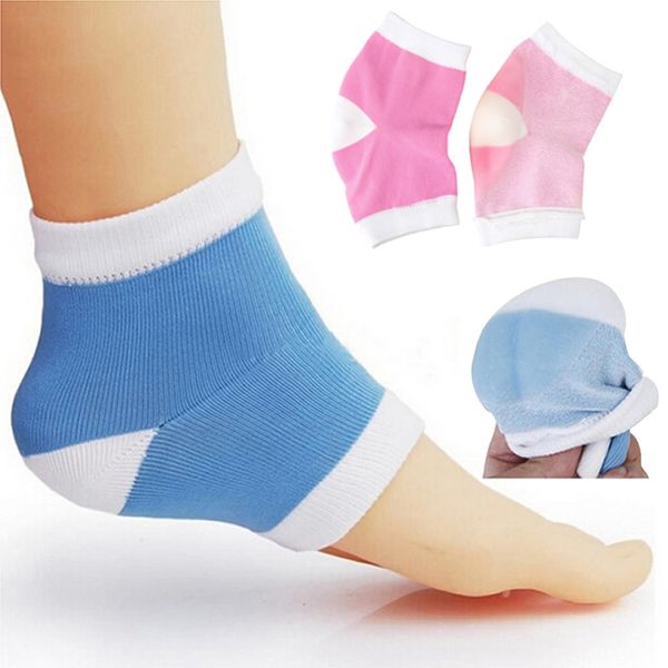 

1pair soft breathable fabric socks toe-less socks gel heel silicone moisturizing gel heel cracked foot skin care, Black