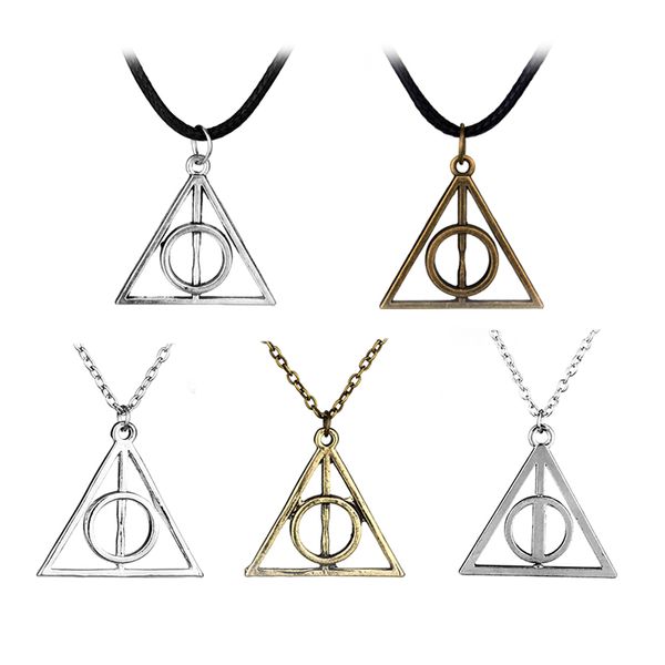 

popular movie harry deathly hallows pendant necklace movie trendy jewelry long chain triangle necklace 3 colors dropshipping, Silver