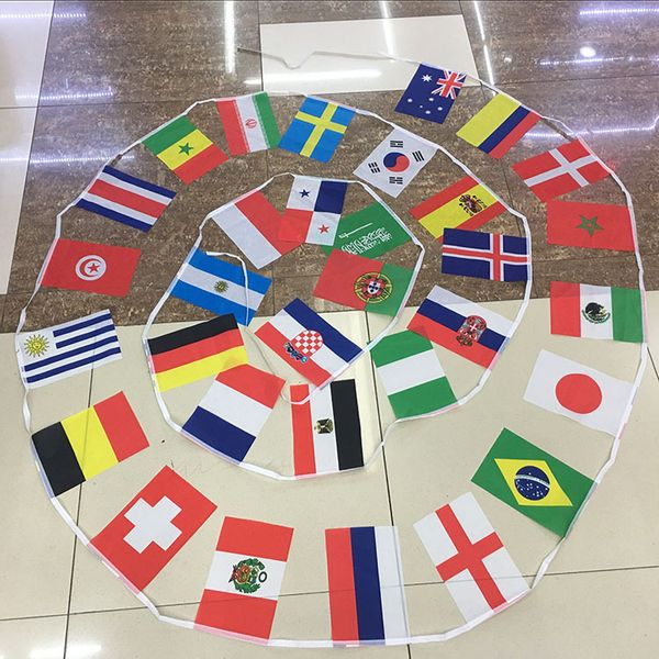 

новый дизайн россии чемпионат мира висячие флаги 14 * 21 см маленький мир национальные флаги строка 32 графства флаг для фестиваля украшения