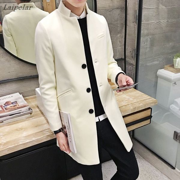 

autumn winter 2018 new men's fashion boutique slim leisure station collar style trench coats men high-grade business overcoat, Black