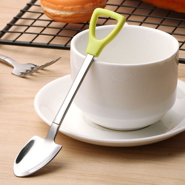 

creative stainless steel spoon and fork shovel shape design fork spoon long handle tableware na17