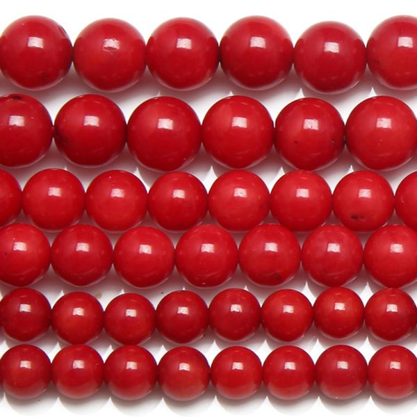 Perline sciolte rotonde in corallo rosso naturale da 8 mm, filo da 15 pollici, 5,5 mm, scegli la taglia per la creazione di gioielli