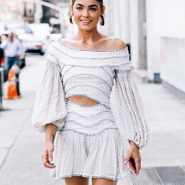 

2018 summer off the shoulder blouse and mini skirt women 2 piece sets, White