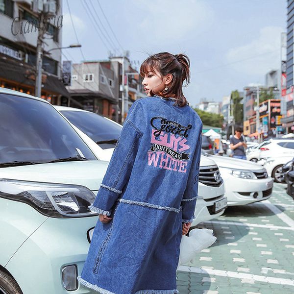 

women trenchcoat loose jeans denim coat long coat windbreaker female overcoat winter autumn trench coats, Tan;black