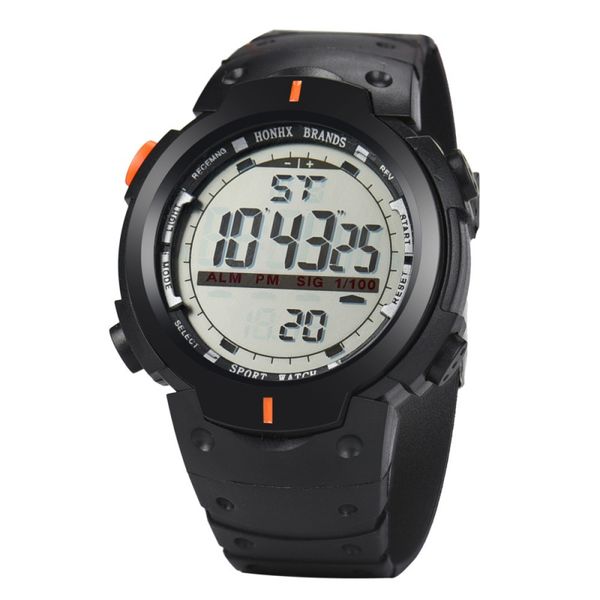 

men sport watches men led digital date quartz watch alarm waterproof clock reloj, Slivery;brown