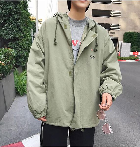 

men in europe and the han edition of the new fashion personality, cultivate one's morality printing hooded jacket/s - 2 xl, Black;brown