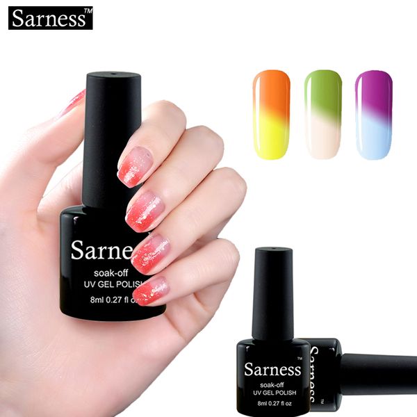 

saroline temperature changing color gel varnish 8ml long lasting soak-off chameleon mood change uv gel polish nail art 29colors, Red;pink