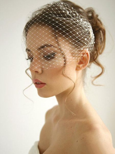 

classicPearl Birdcage Wedding Veil Russian Netting Headband Veil Bridal Accessories With Metal Combes Short Veil For Brides