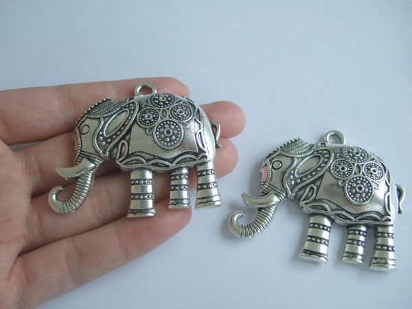 

whole sale5pcs antique silver large elephant charms pendants jewelry making findings 56x48mm, Bronze;silver