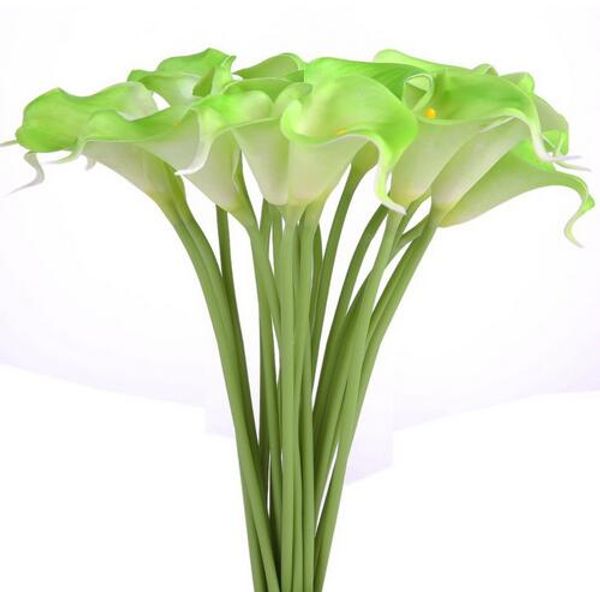 

calla lily green 11pcs/lot bridal wedding bouquet head lataex real touch flower bouquets pack of