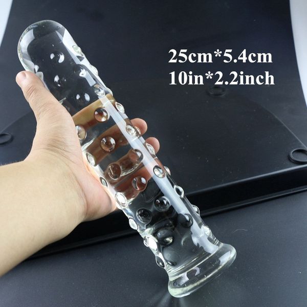 Sex Shop 25 CM Grandi Particelle Stimolano Enorme Grande Dildo di Vetro G Spot Vagina Masturbatore Gay Anal Butt Plug Giocattoli Del Sesso per Donna Uomo D18111304