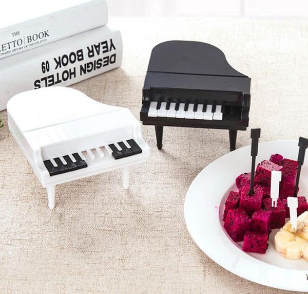 

creative piano shape fruit fork set reusable fruit cake dessert picker snack forks sticks home party kitchen table decorating forks