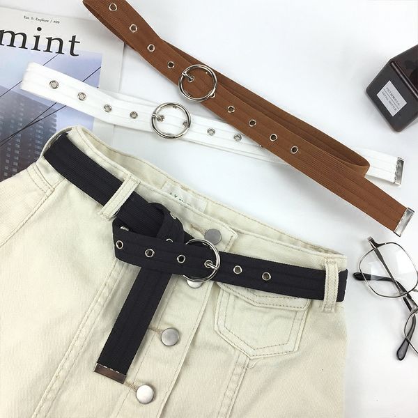 

2018 pure color woven designer belts for men and women students fashion canvas trend belt 110cm ad0354, Black;brown