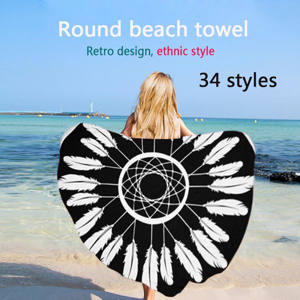 

Fiber round beach towel blanket with ta el hippie indian mandala polye ter tape try boho tablecloth un creen hawl wrap picnic yoga mat