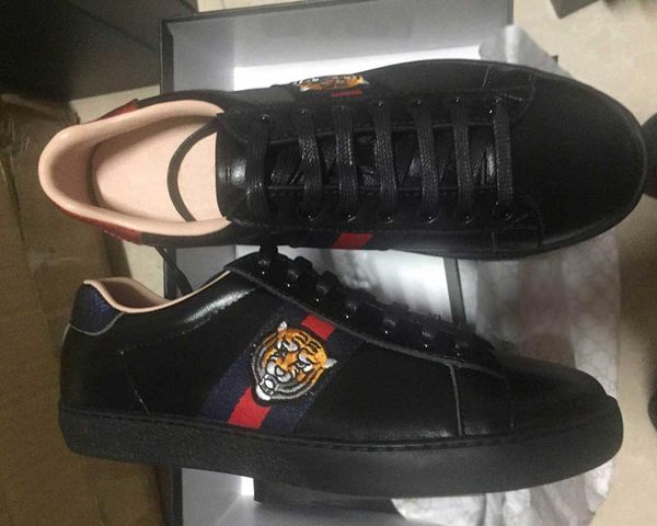 

Top Quality Tiger Black Embroidered Designer Shoes Mens Womens ACE Genuine Leather Designer Sneakers Fashion Casual Shoes Best Gift
