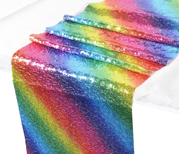 

rainbow sequins table runner luxurious tablecloth modern table flag party decoration wedding supplies
