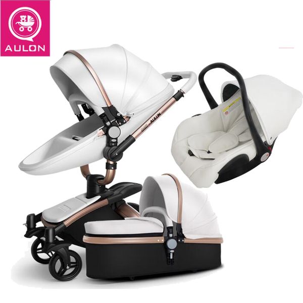 

baby stroller pu leather can sit and lie four seasons winter russia ing